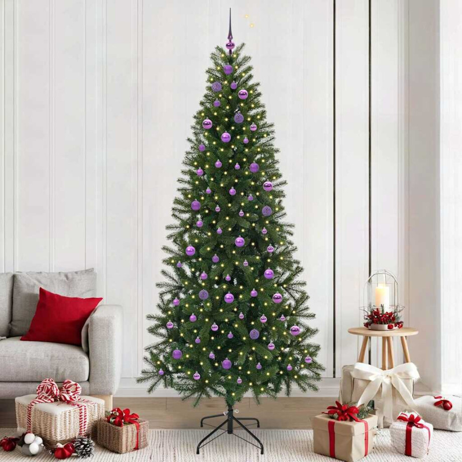 vidaXL Kunstkerstboom met 300 LED met standaard Groen 240 cm PE en PVC vidaXL Kunstkerstboom met 300 LED met standaard Groen 240 cm PE en PVC afbeelding 1