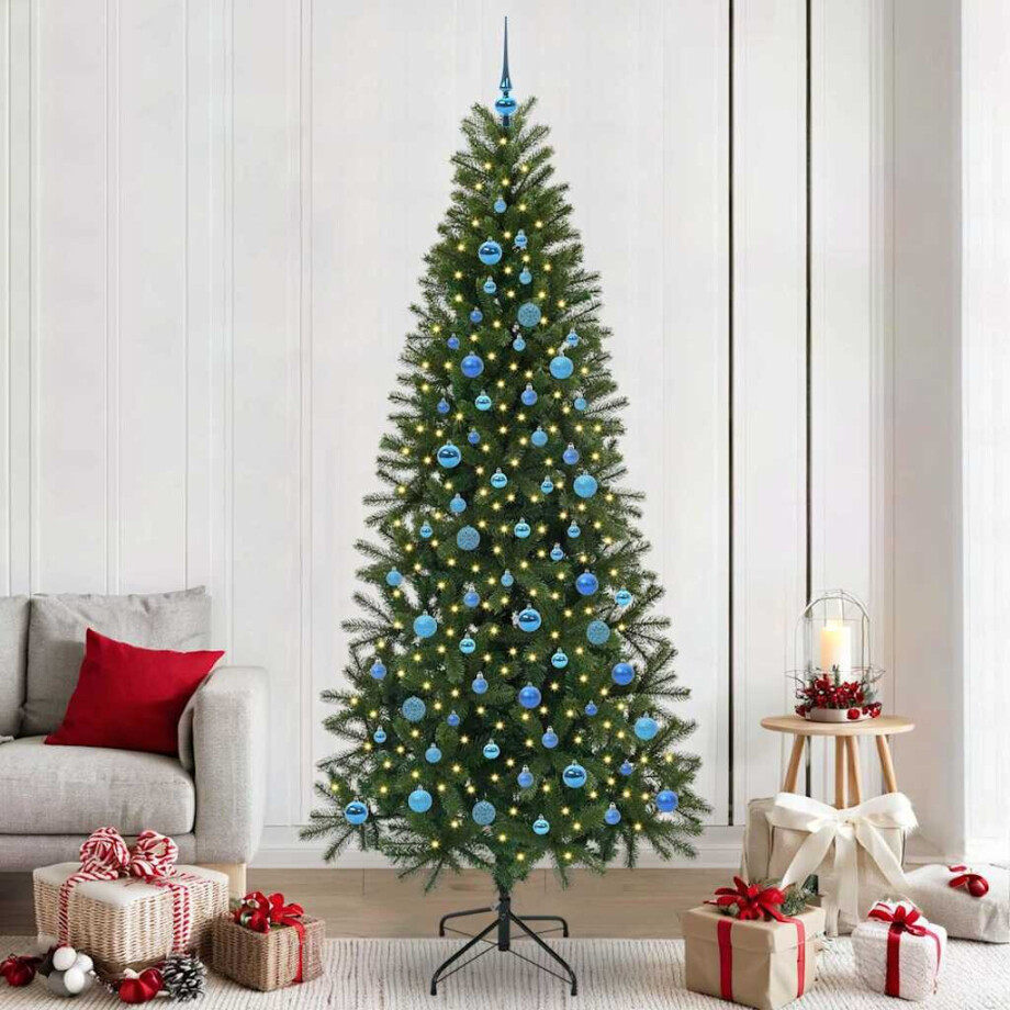 vidaXL Kunstkerstboom met 300 LED met standaard Groen 240 cm PE en PVC afbeelding 1