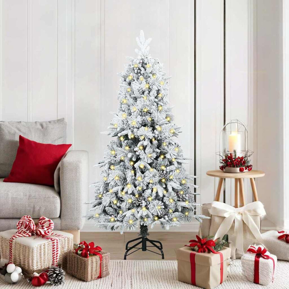 vidaXL Kunstmatige Inklapbare Kerstboom Wit 150 cm PE en PVC afbeelding 1