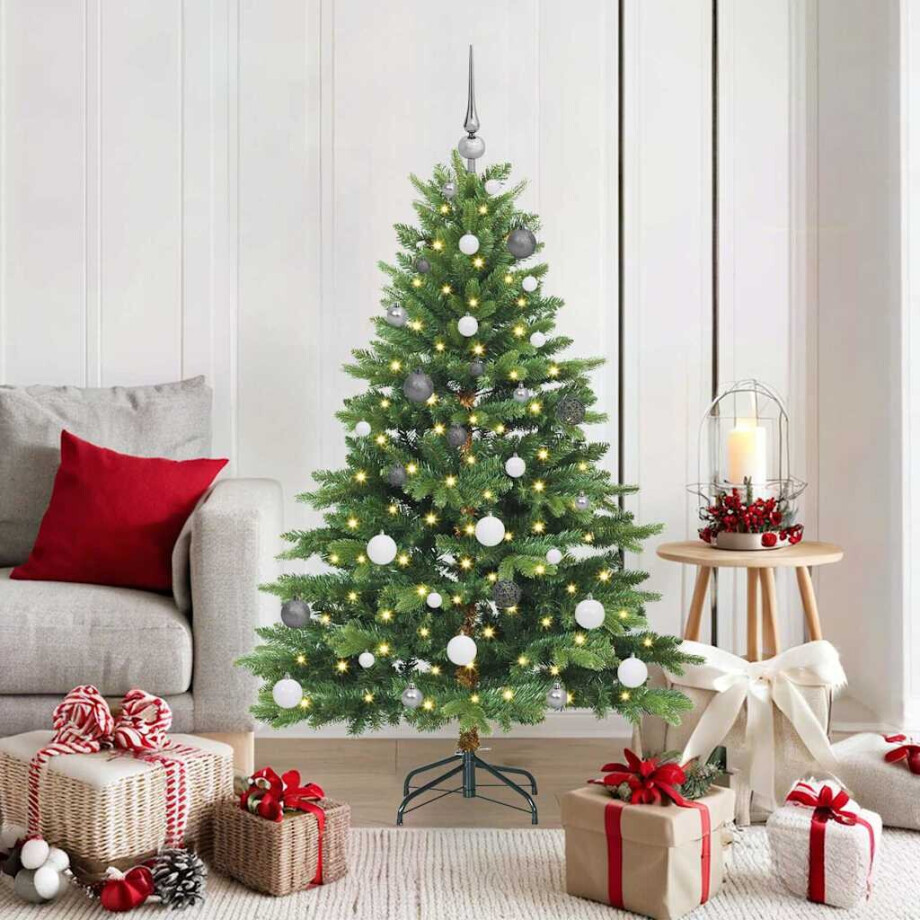 vidaXL Kunstkerstboom met 150 LED met standaard Groen 150 cm PE en PVC afbeelding 1