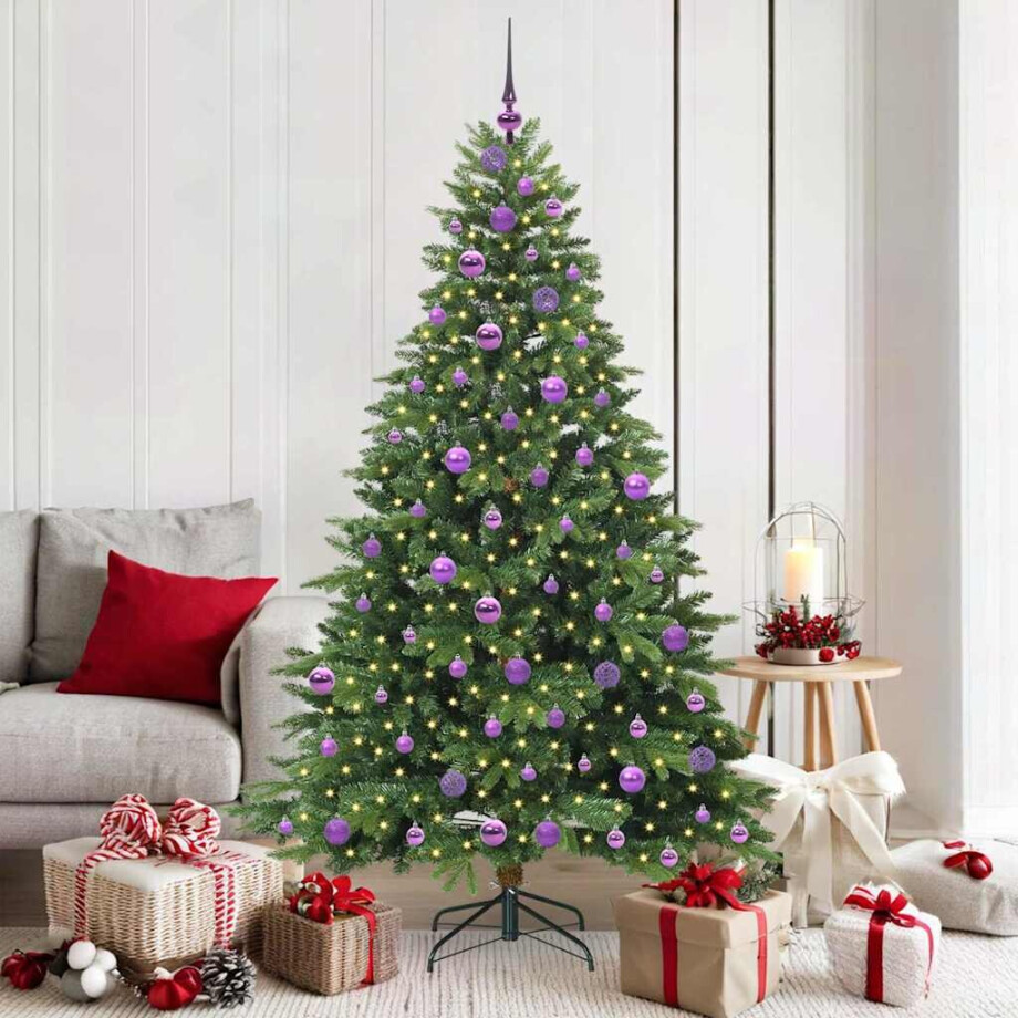 vidaXL Kunstkerstboom met 300 LED met standaard Groen 180 cm PE en PVC afbeelding 1