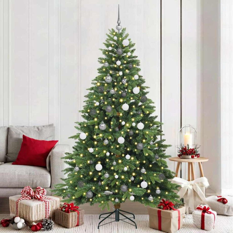 vidaXL Kunstkerstboom met 300 LED met standaard Groen 210 cm PE en PVC afbeelding 1