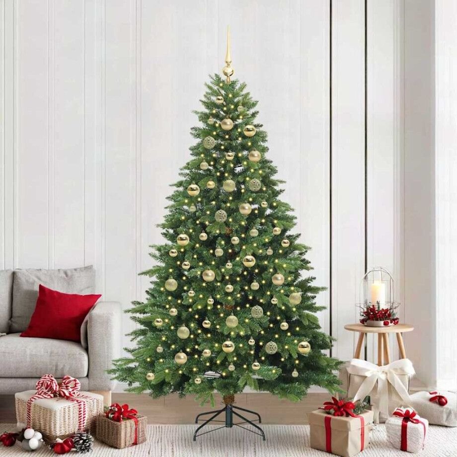 vidaXL Kunstkerstboom met 300 LED met standaard Groen 210 cm PE en PVC afbeelding 1