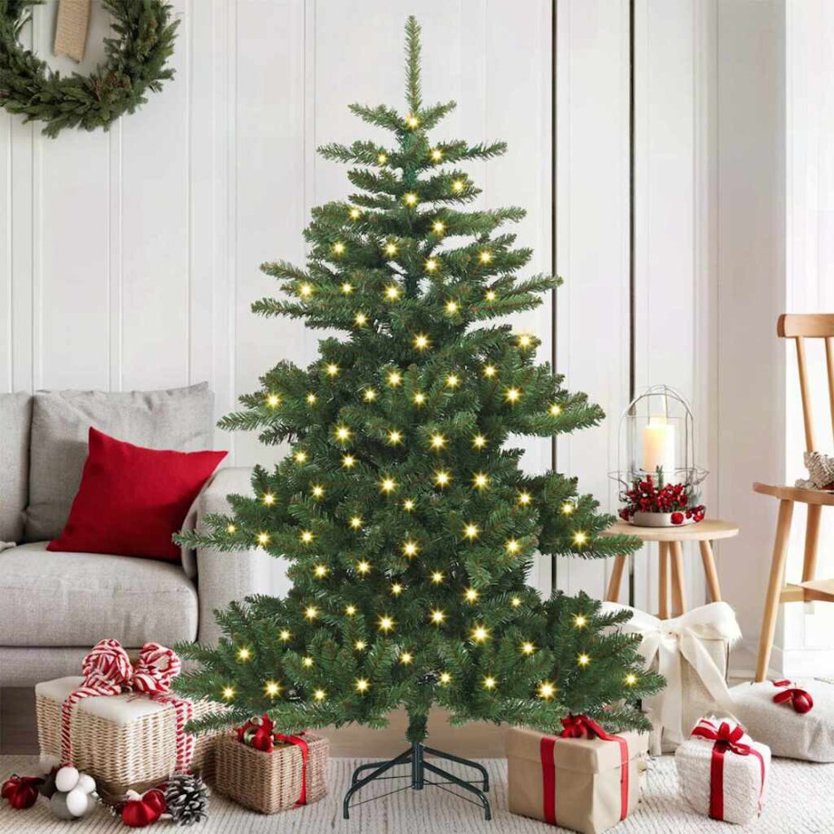 vidaXL Kunstmatige Inklapbare Kerstboom met 150 LED Groen 150 cm PVC afbeelding 1