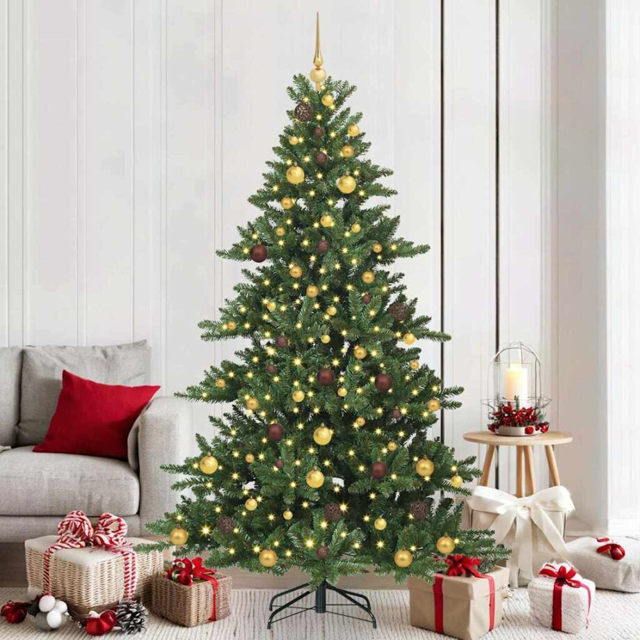 vidaXL Kunstmatige Inklapbare Kerstboom Groen 210 cm PVC en staal afbeelding 1