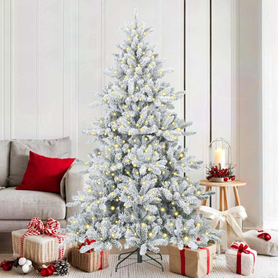 vidaXL Kunstmatige Inklapbare Kerstboom met 300 LED's Wit 180 cm PVC vidaXL Kunstmatige Inklapbare Kerstboom met 300 LED's Wit 180 cm PVC afbeelding 1