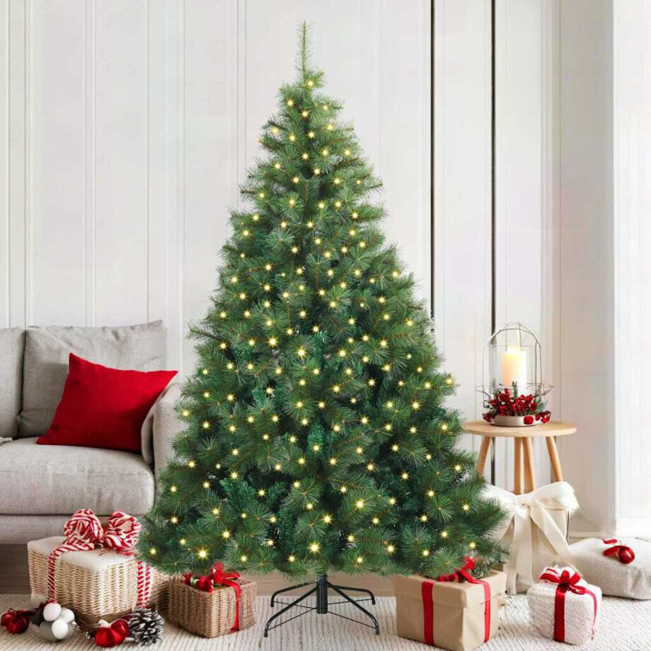 vidaXL Kunstkerstboom met 300 LED met standaard Groen 180 cm PE en PVC afbeelding 1