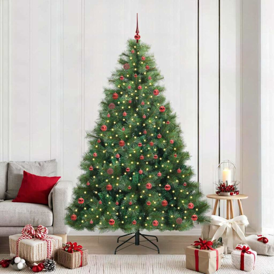 vidaXL Kunstkerstboom met 300 LED met standaard Groen 210 cm PE en PVC afbeelding 1
