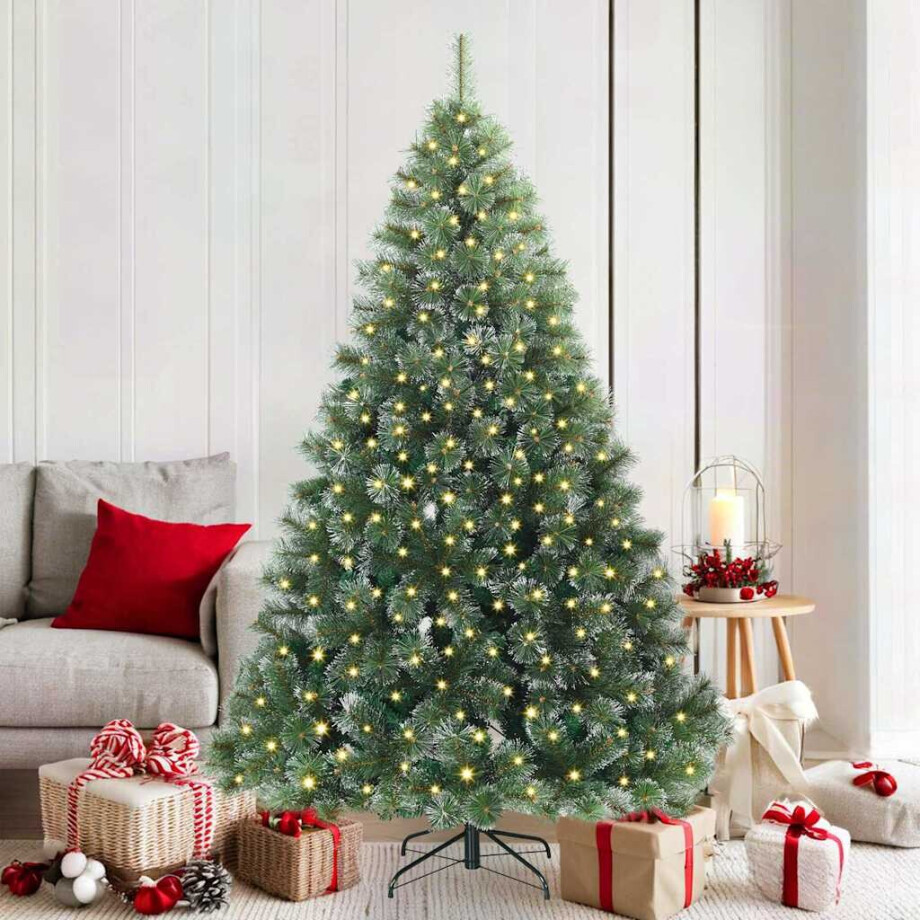vidaXL Kunstkerstboom met 300 LED met standaard Groen 180 cm PE en PVC afbeelding 1