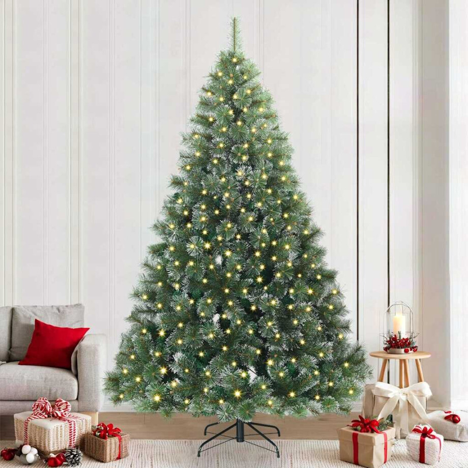vidaXL Kunstkerstboom met 300 LED met standaard Groen 240 cm PE en PVC afbeelding 1