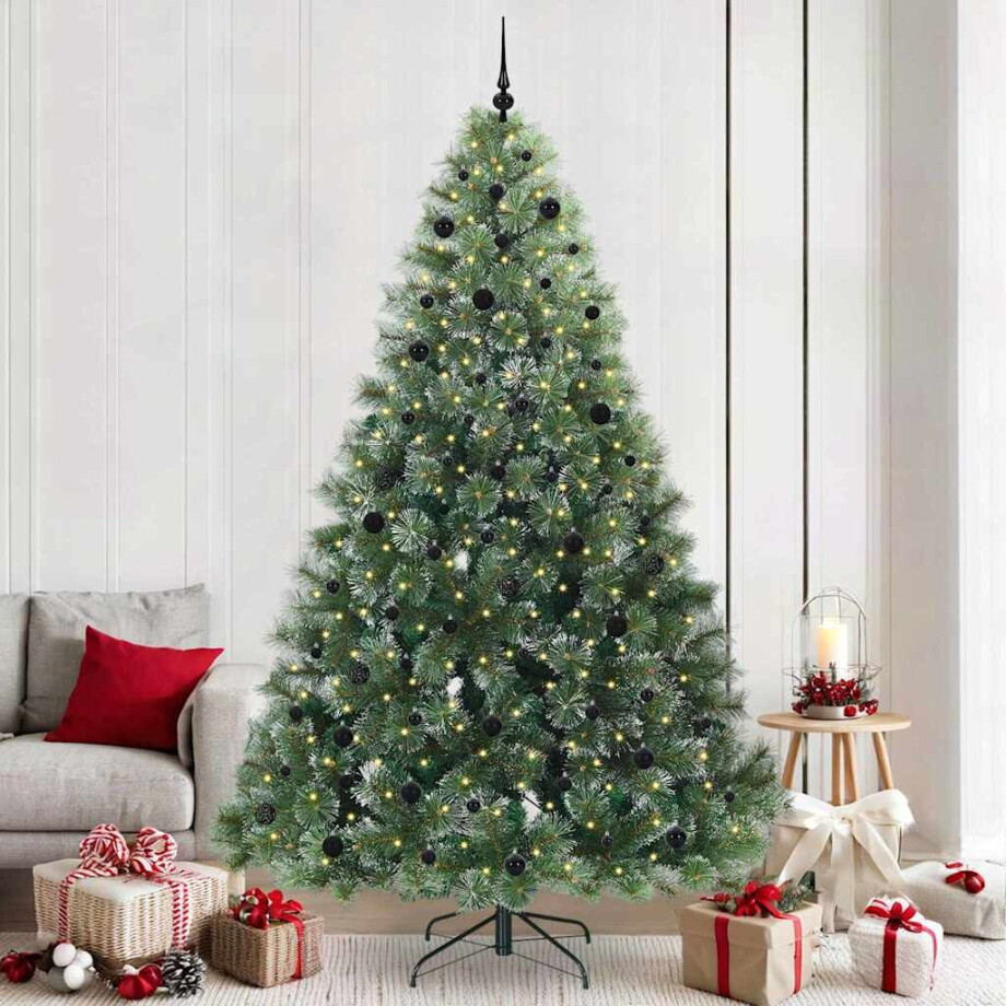 vidaXL Kunstkerstboom met 300 LED met standaard Groen 240 cm PE en PVC afbeelding 1