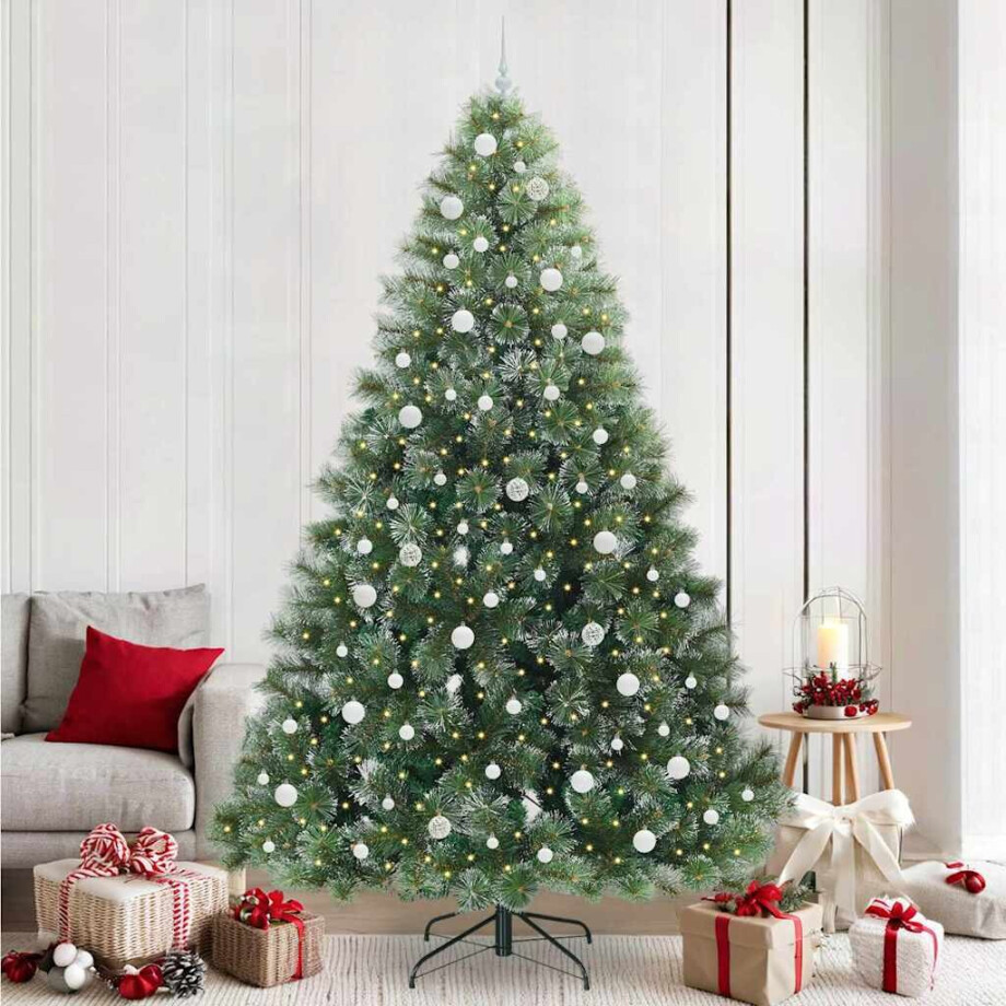 vidaXL Kunstkerstboom met 300 LED met standaard Groen 240 cm PE en PVC afbeelding 1