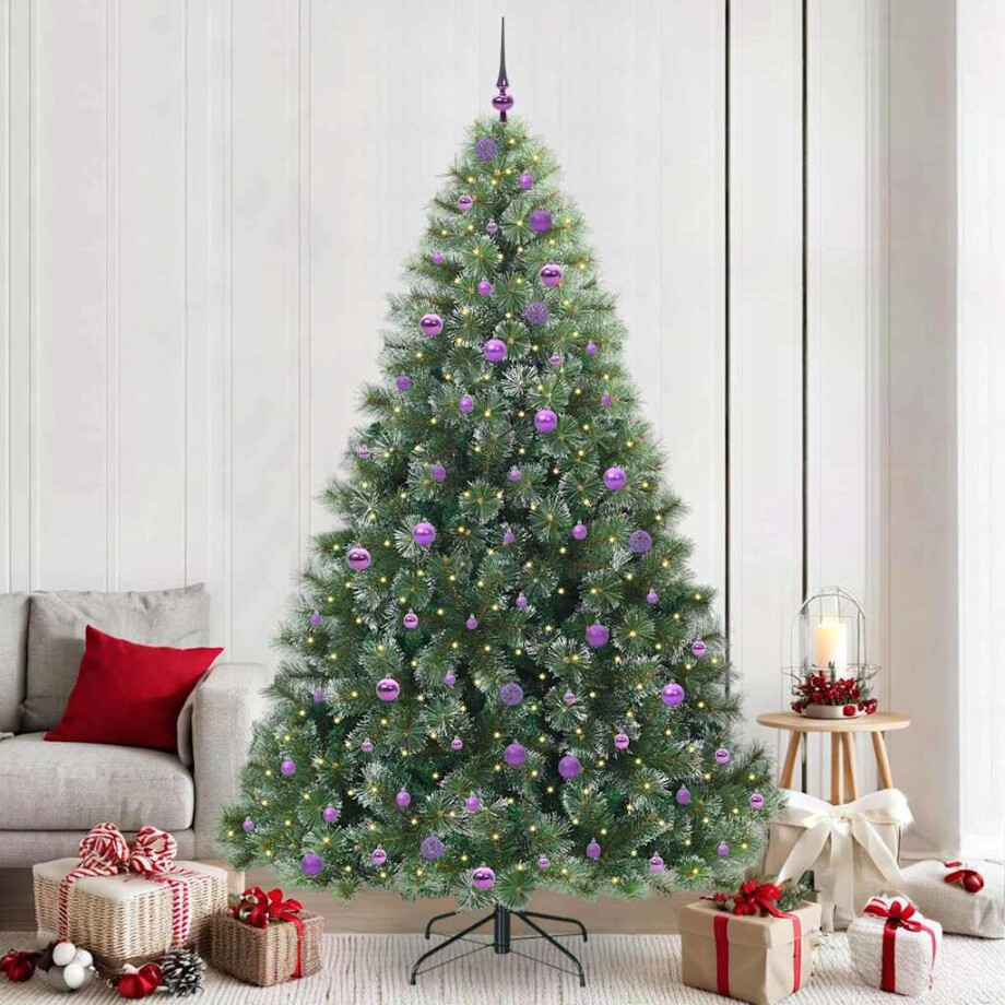 vidaXL Kunstkerstboom met 300 LED met standaard Groen 240 cm PE en PVC afbeelding 1