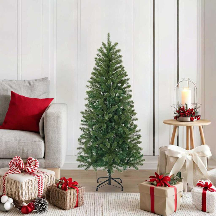 vidaXL Kunstkerstboom met standaard Groen 120 cm PVC, PE en staal afbeelding 1