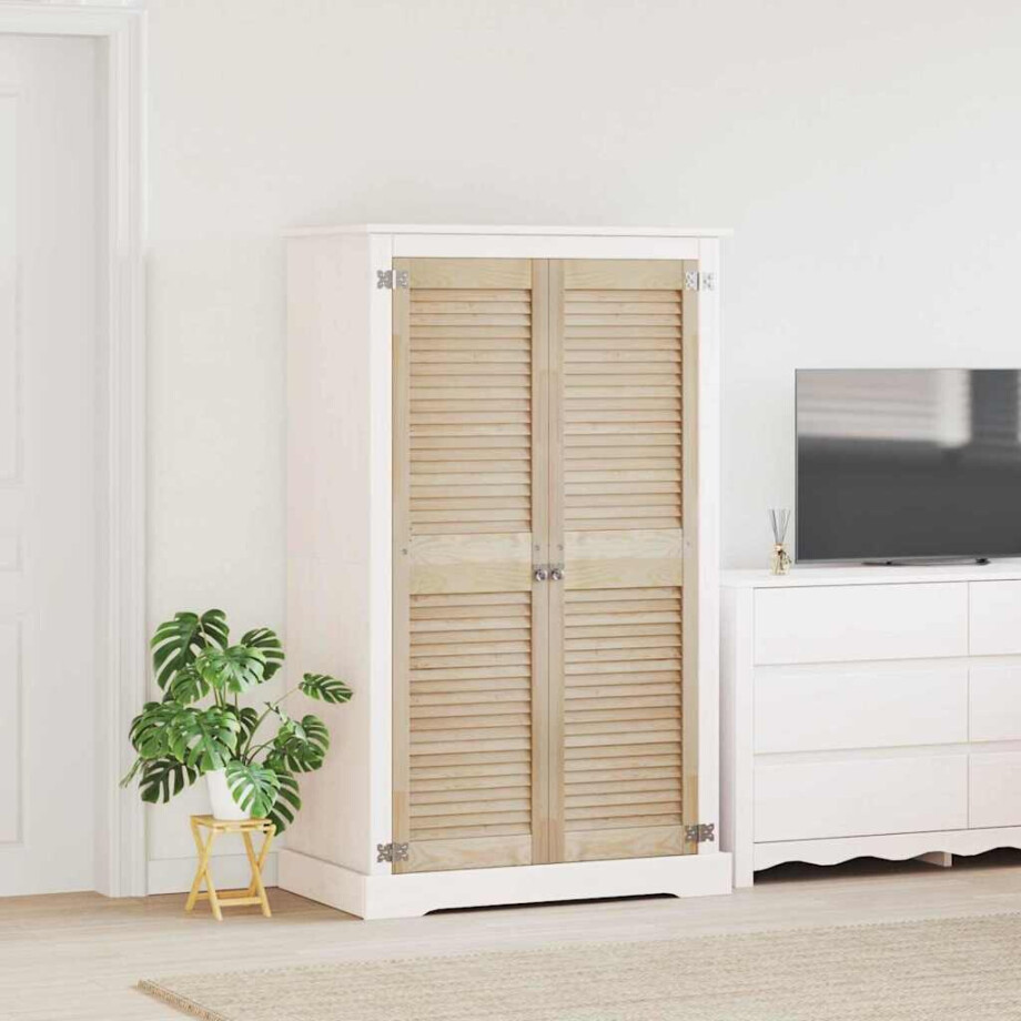 vidaXL Kastdeur 2 pcs Naturel 39,5 x 2,1 x 140,5 cm Massief grenenhout afbeelding 1