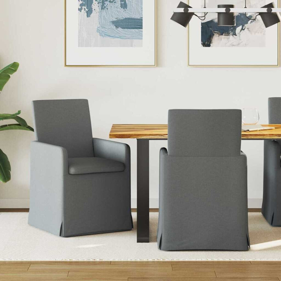 vidaXL Eettafelstoelen 2 pcs Donkergrijs 57 x 67 x 95 cm Stof afbeelding 1