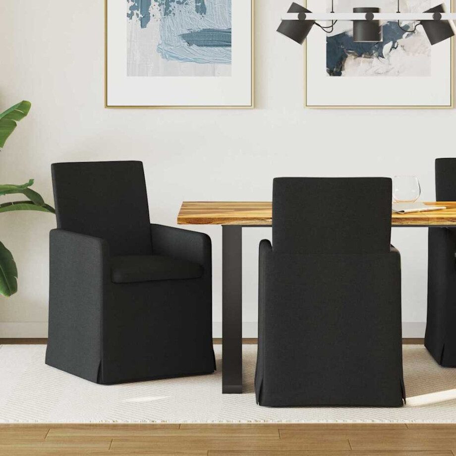 vidaXL Eettafelstoelen 2 pcs Zwart 57 x 67 x 95 cm Stof afbeelding 1