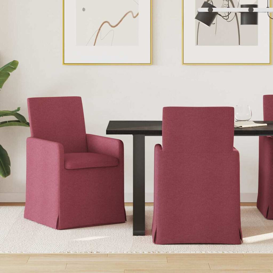 vidaXL Eettafelstoelen 2 pcs Wijnrood 57 x 67 x 95 cm Stof afbeelding 1