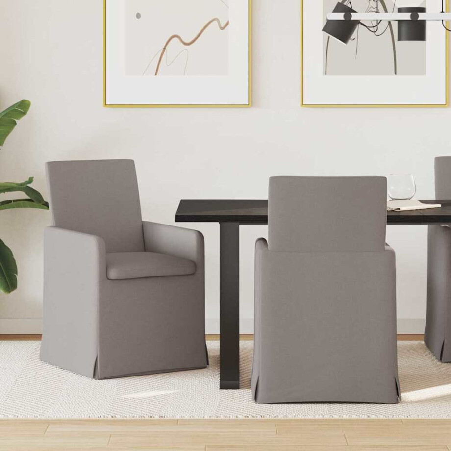 vidaXL Eettafelstoelen 2 pcs Taupe 57 x 67 x 95 cm Stof afbeelding 1