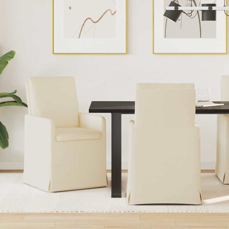 vidaXL Eetstoelen 2 pcs Beige 57 x 67 x 98 cm Linnen afbeelding 1