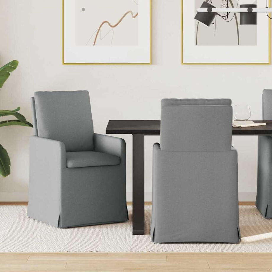 vidaXL Eettafelstoelen 2 pcs Lichtgrijs 57 x 67 x 98 cm Stof afbeelding 1