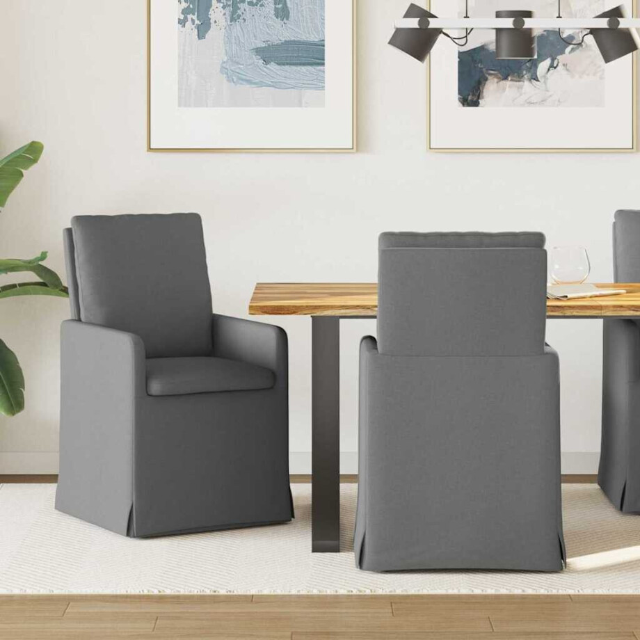 vidaXL Eettafelstoelen 2 pcs Donkergrijs 57 x 67 x 98 cm Stof afbeelding 1