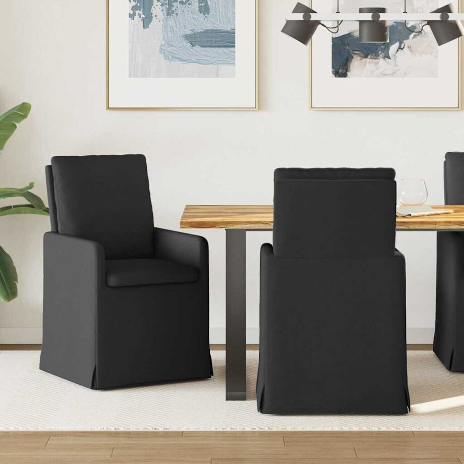 vidaXL Eettafelstoelen 2 pcs Zwart 57 x 67 x 98 cm Stof afbeelding 1