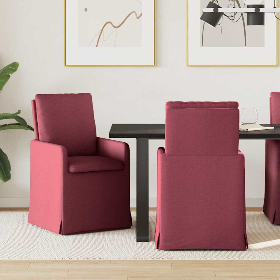 vidaXL Eettafelstoelen 2 pcs Wijnrood 57 x 67 x 98 cm Stof afbeelding 1