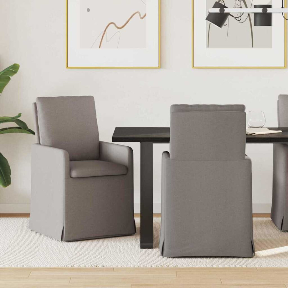 vidaXL Eettafelstoelen 2 pcs Taupe 57 x 67 x 98 cm Stof afbeelding 1