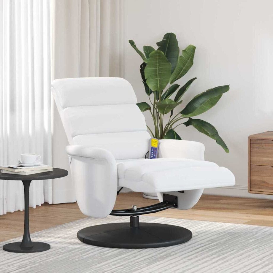 vidaXL Massage Recliner Stoel Wit 71 x 98 x 106 cm Kunstleer afbeelding 1