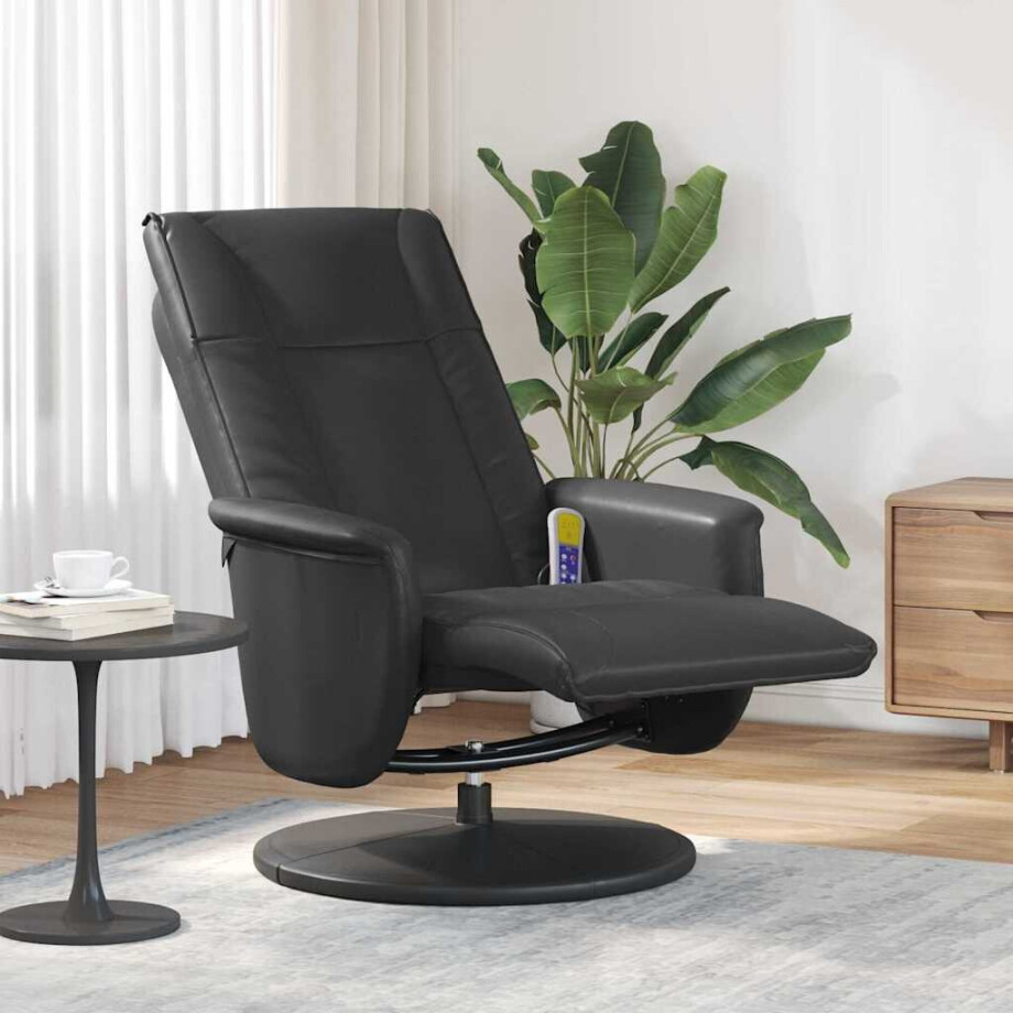 vidaXL Draaibare Massagestoel Zwart 71 x 90 x 105 cm Nep Leer afbeelding 1