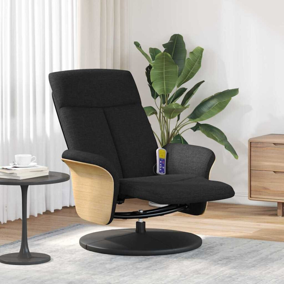 vidaXL Massage Recliner Stoel Zwart 79 x 87 x 104,5 cm Stof afbeelding 1