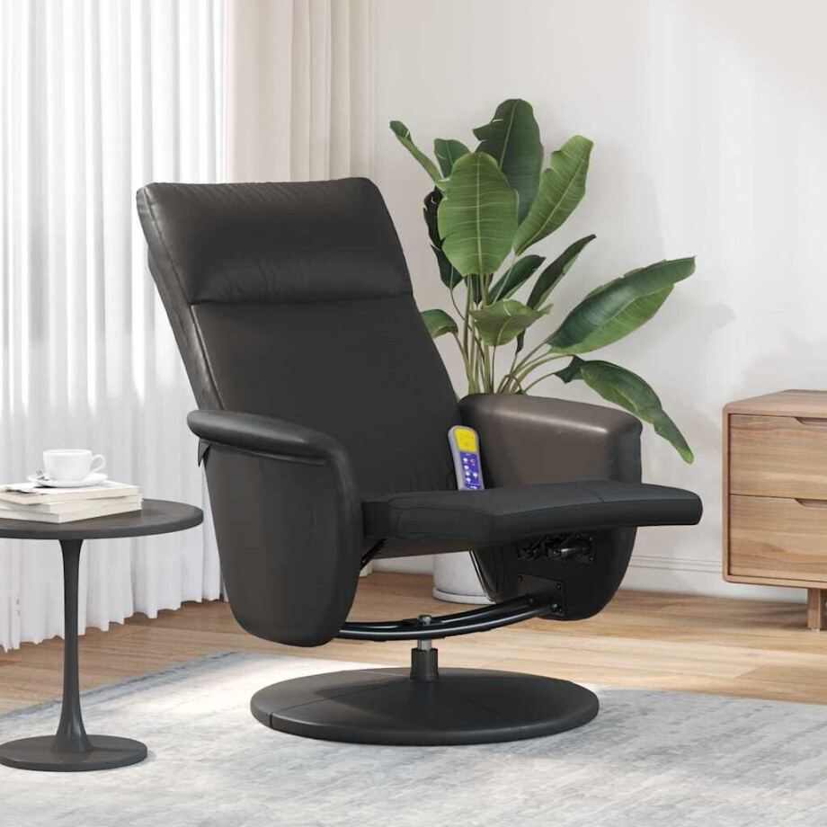vidaXL Massage Recliner Stoel Zwart 71 x 90 x 105 cm Nep Leer afbeelding 1