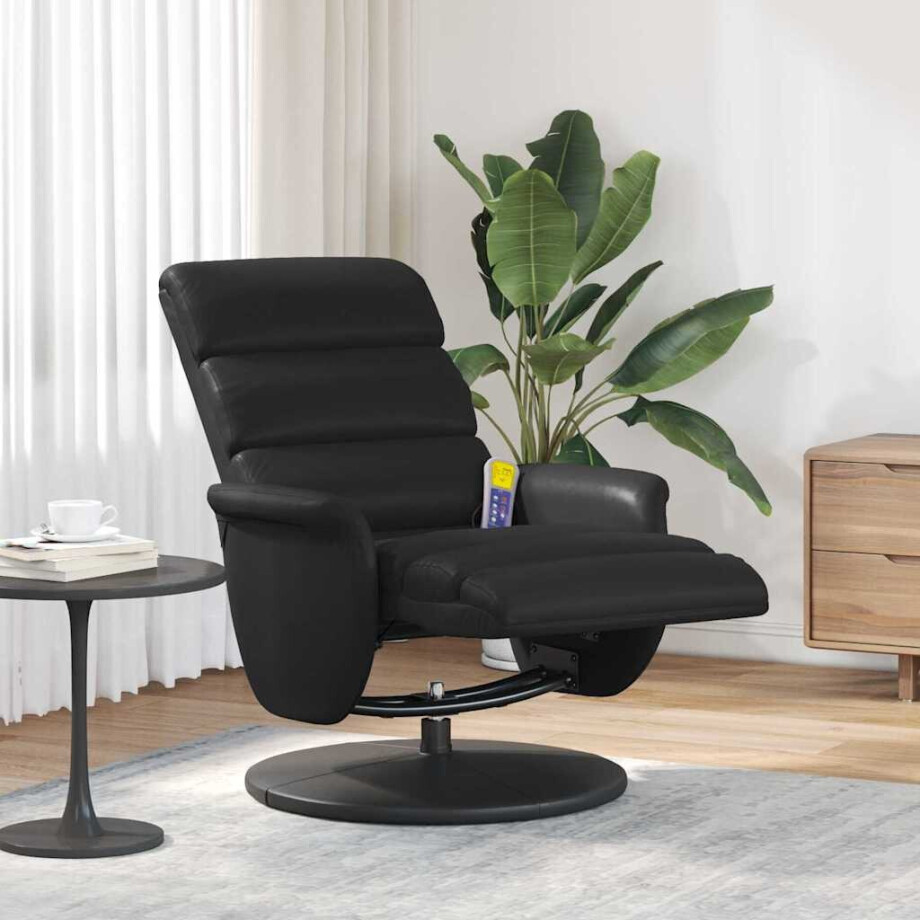 vidaXL Massage Recliner Stoel Zwart 71 x 98 x 106 cm Nep Leer afbeelding 1