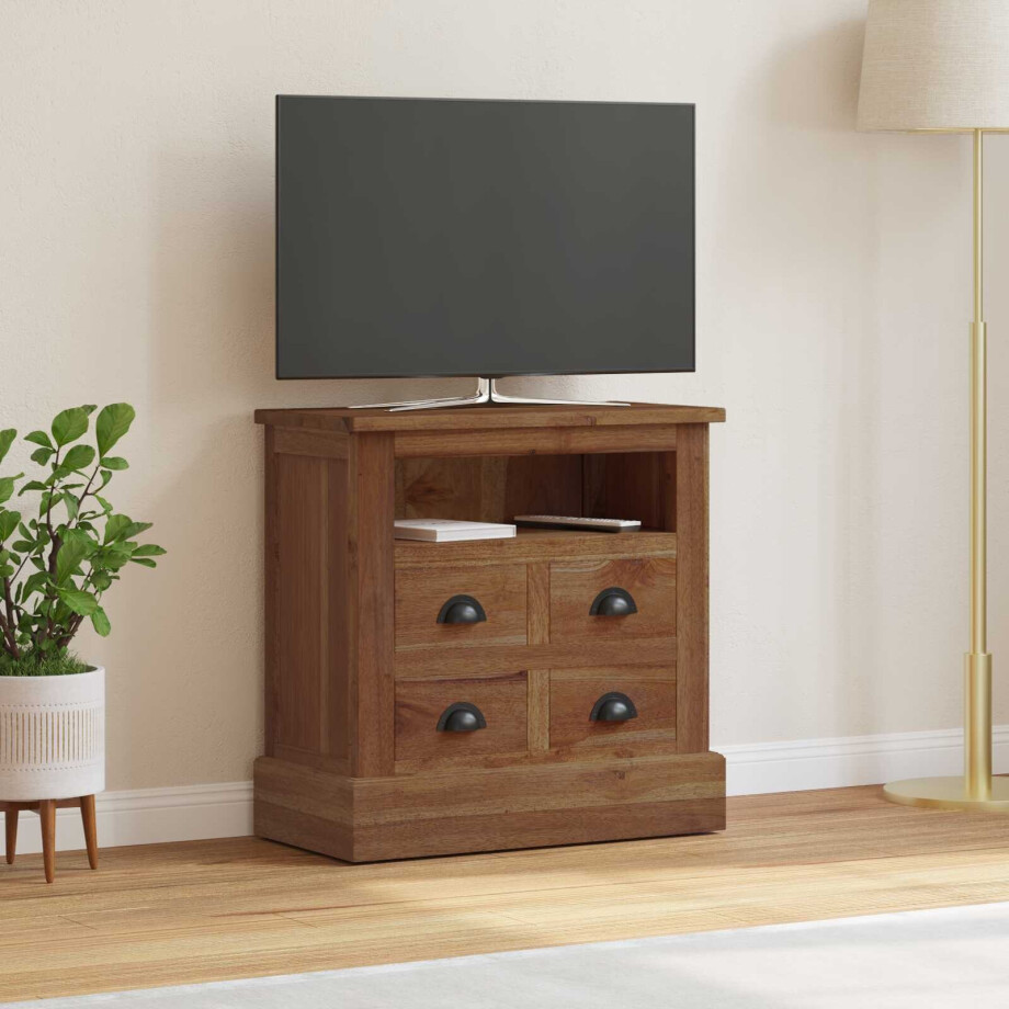 vidaXL Opbergkast met lade Naturel 60 x 30 x 60 cm Massief Teakhout afbeelding 1