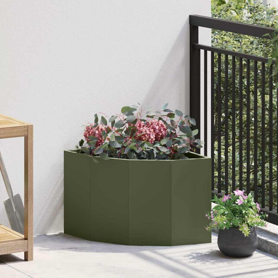 vidaXL Hoek Plantbak Olijfgroen 45 x 45 x 35 cm Staal vidaXL Hoek Plantbak Olijfgroen 45 x 45 x 35 cm Staal afbeelding 1