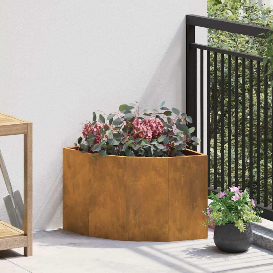 vidaXL Hoek Plantbak Roestig 45 x 45 x 35 cm Cortenstaal afbeelding 1
