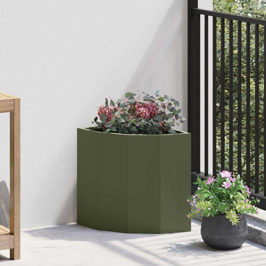 vidaXL Hoek Plantbak Olijfgroen 30 x 30 x 35 cm Staal vidaXL Hoek Plantbak Olijfgroen 30 x 30 x 35 cm Staal afbeelding 1