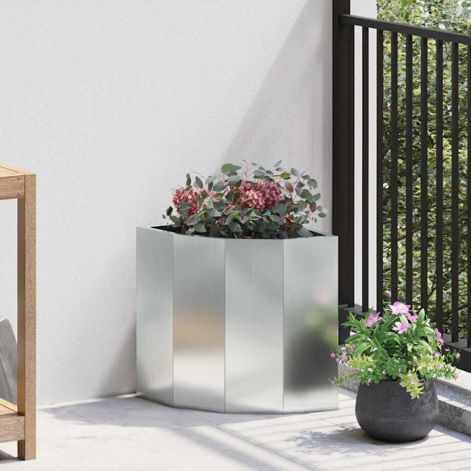 vidaXL Hoek Plantbak Zilver 30 x 30 x 35 cm Gegalvaniseerd staal afbeelding 1