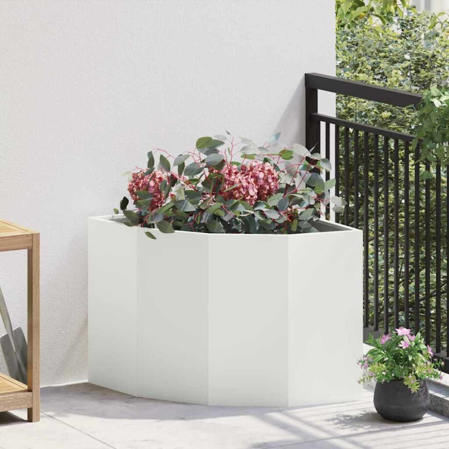 vidaXL Hoek Plantbak Wit 60 x 60 x 50 cm Staal vidaXL Hoek Plantbak Wit 60 x 60 x 50 cm Staal afbeelding 1