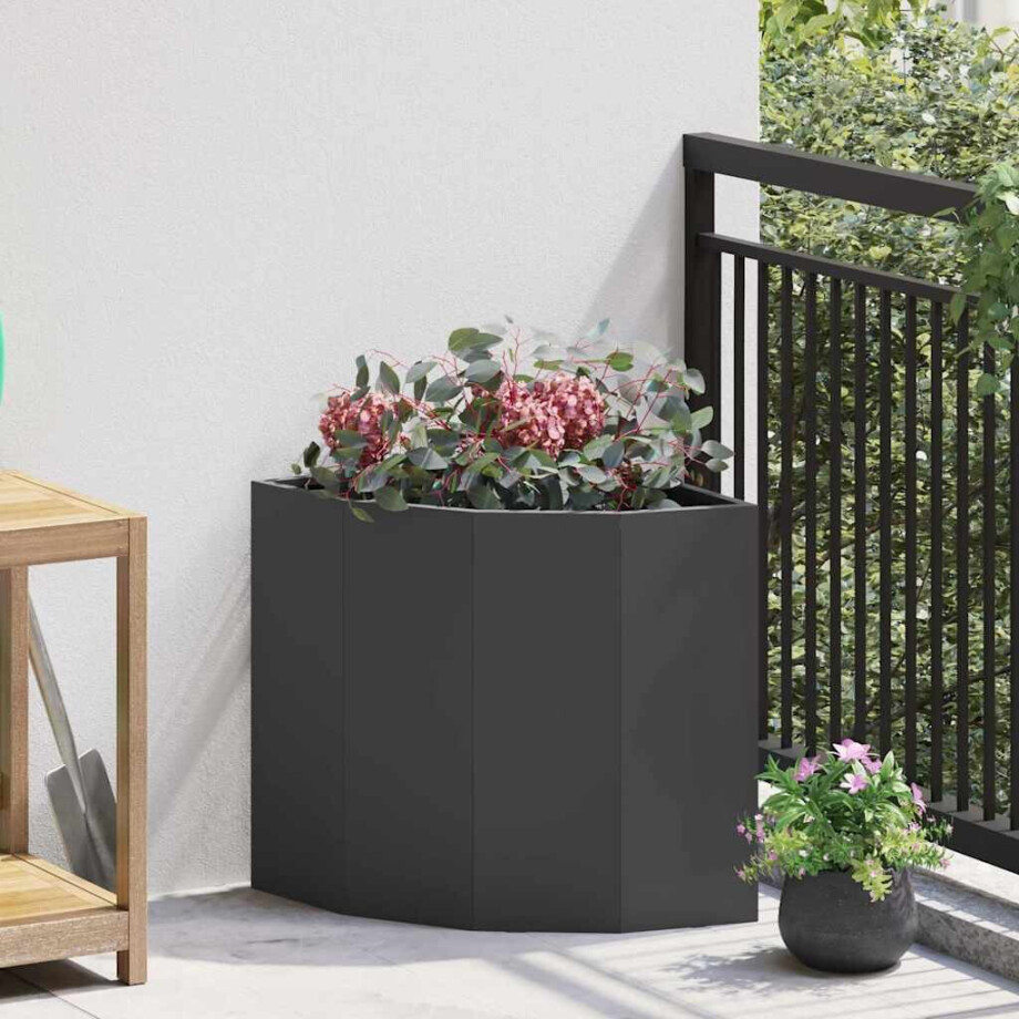 vidaXL Hoek Plantbak Zwart 45 x 45 x 50 cm Staal vidaXL Hoek Plantbak Zwart 45 x 45 x 50 cm Staal afbeelding 1