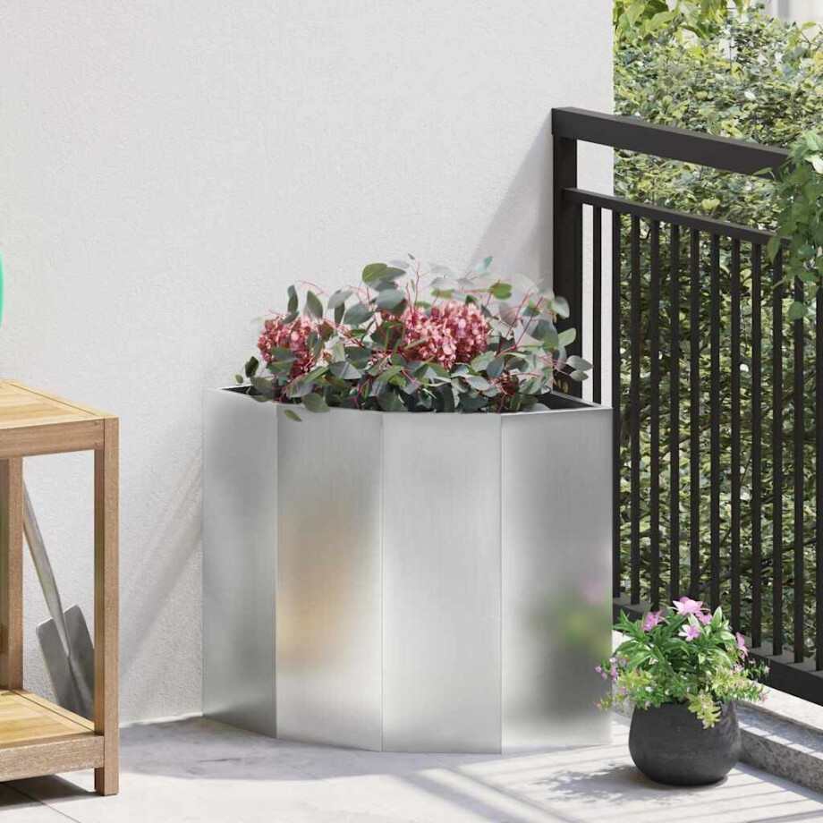 vidaXL Hoek Plantbak Zilver 45 x 45 x 50 cm Gegalvaniseerd staal vidaXL Hoek Plantbak Zilver 45 x 45 x 50 cm Gegalvaniseerd staal afbeelding 1