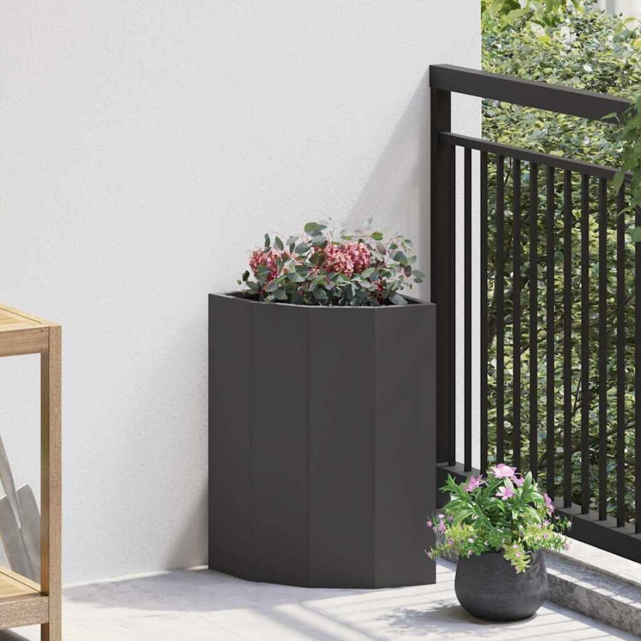 vidaXL Hoek Plantbak Zwart 30 x 30 x 50 cm Staal vidaXL Hoek Plantbak Zwart 30 x 30 x 50 cm Staal afbeelding 1