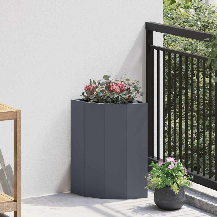 vidaXL Hoek Plantbak Antraciet 30 x 30 x 50 cm Staal vidaXL Hoek Plantbak Antraciet 30 x 30 x 50 cm Staal afbeelding 1