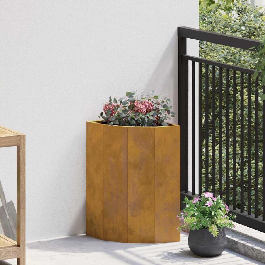 vidaXL Hoek Plantbak Roestig 30 x 30 x 50 cm Cortenstaal afbeelding 1