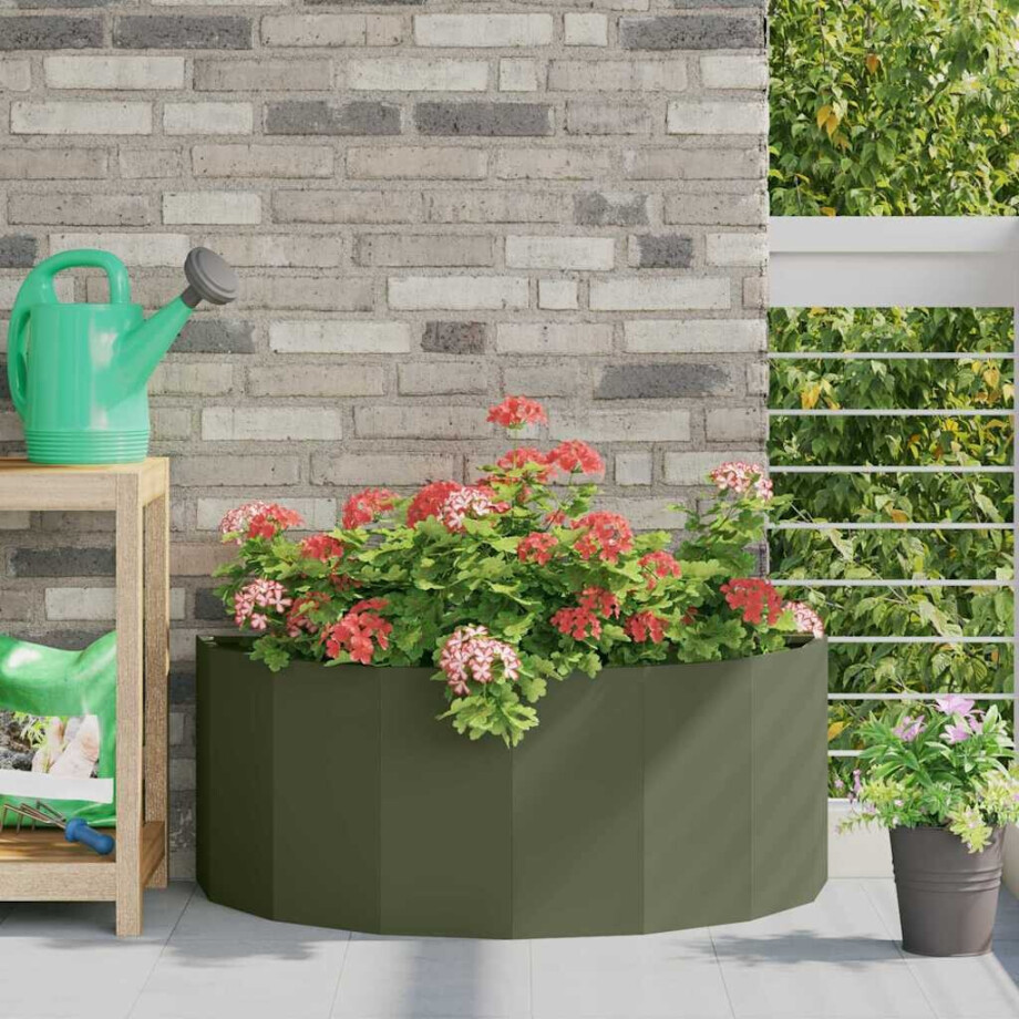 vidaXL Plantenbak Olijf Groen 90 x 45 x 35 cm Staal afbeelding 1