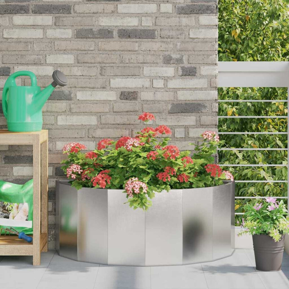 vidaXL Plantenbak Zilver 90 x 45 x 35 cm Roestvrij staal afbeelding 1
