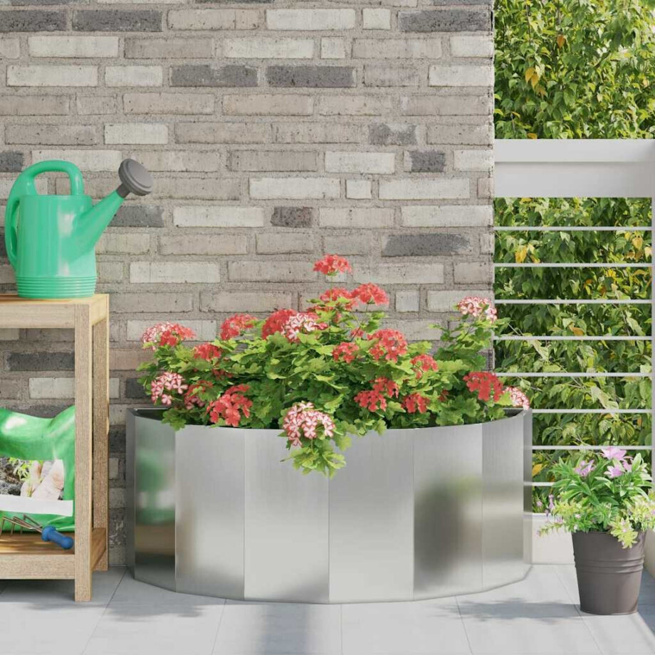 vidaXL Plantenbak Zilver 90 x 45 x 35 cm Gegalvaniseerd staal afbeelding 1