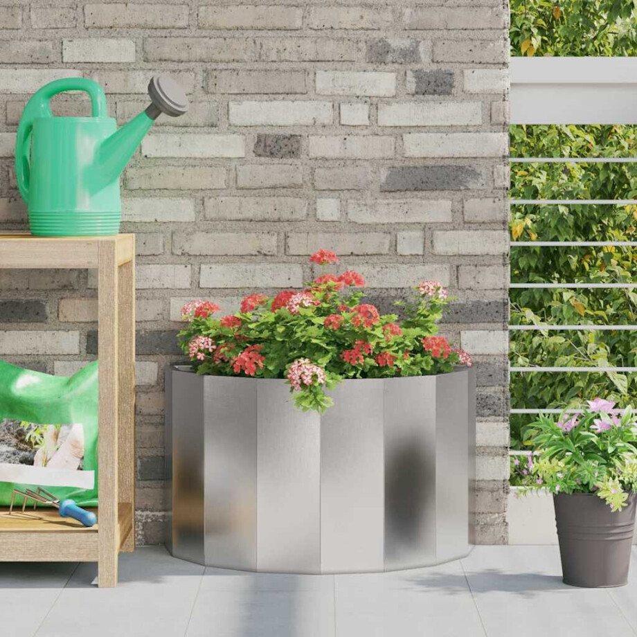 vidaXL Plantenbak Zilver 60 x 30 x 35 cm Roestvrij staal afbeelding 1
