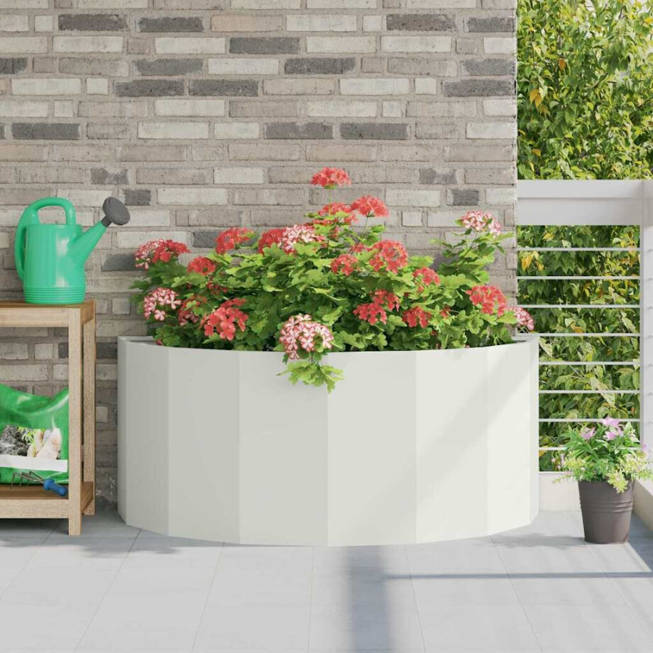 vidaXL Plantenbak Wit 120 x 60 x 50 cm Staal afbeelding 1